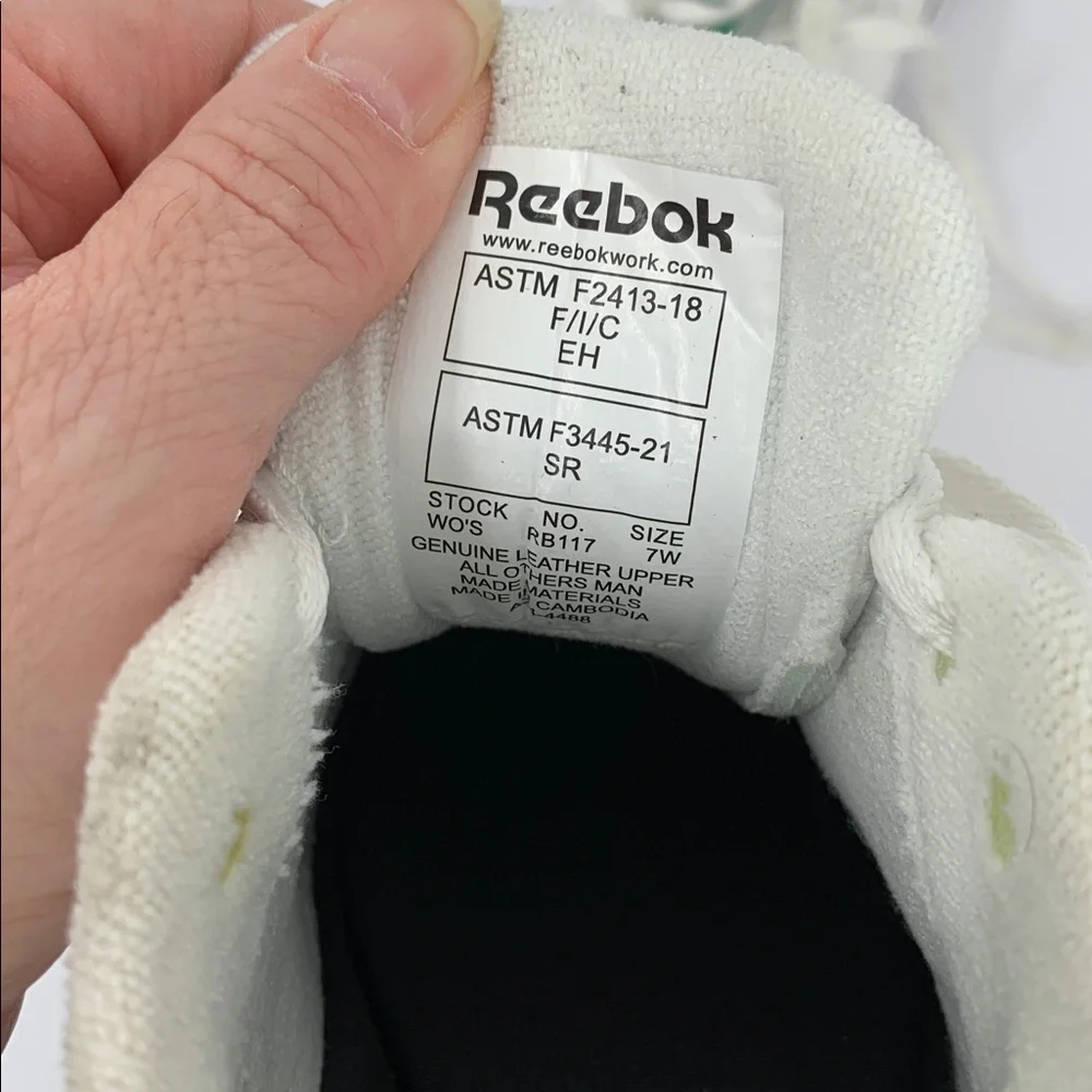 Reebok Work club MEMT sneaker shoe white composite safety toe women 7 WIDE 7W